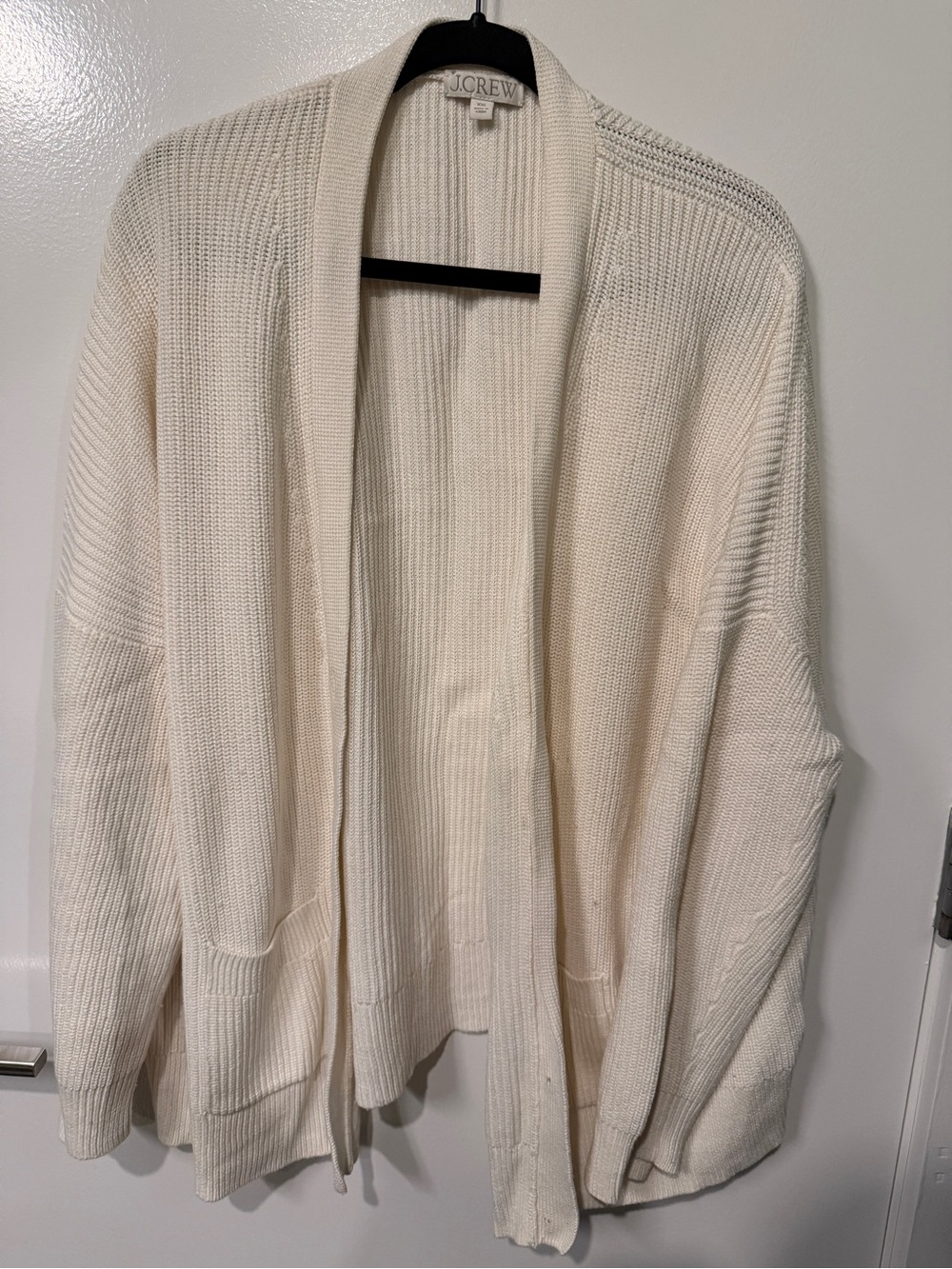 J. Crew Cream Open-Front Ribbed Cardigan